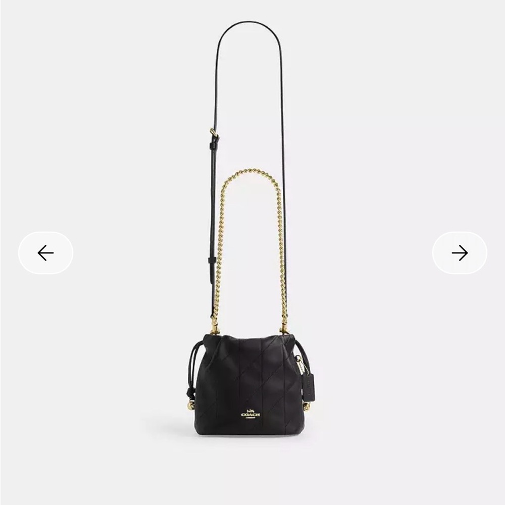 Coach Black Quilted Leather Drawstring Crossbody Bag (Faye mini )